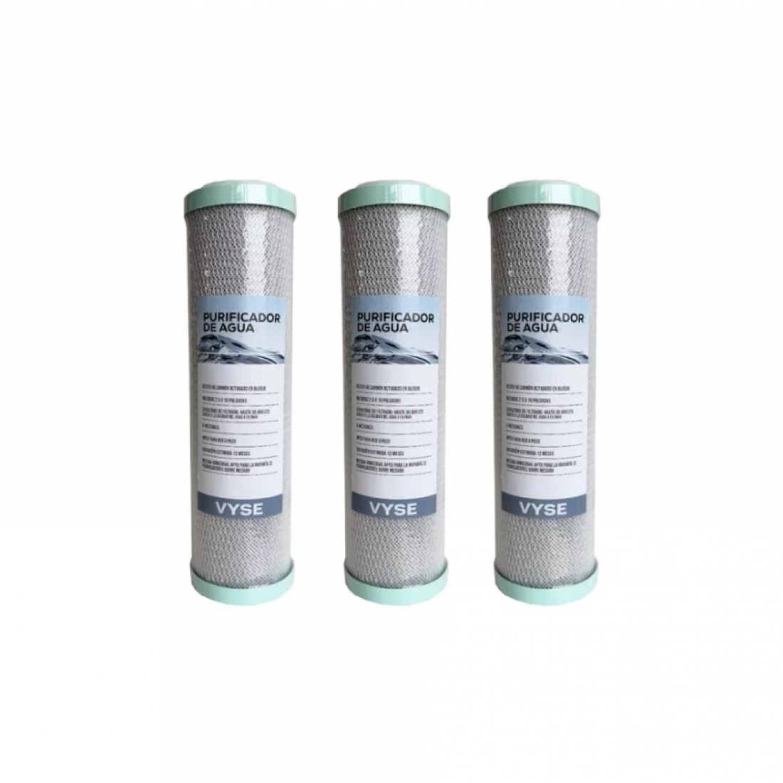 Repuesto Filtro Purificador De Agua Carbon Activo Pack X3